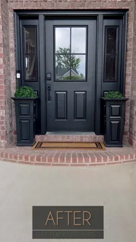 BEFORE & AFTER 🖤 New glass from @peasedoors - Fresh coat of paint from @Behr Paint (color- Carbon) & new lock + handle from @The Home Depot  #atfurnitureflips #behrpaint #fyp #furnitureflip #black #carbon #homedepot #peasedoors #frontdoormakeover #utahhomes #beforeandafter 