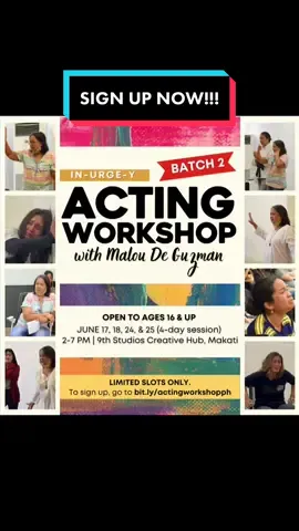 Don't miss this opportunity!!! Check out our pages in Instagram and Facebook for the link to sign up!!! #actingclassph #actingphilippines #maloudeguzman #philippines #actingcoachph #actingph #foryou #foryoupage #fyp #fypシ #actingworkshopph 