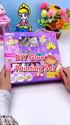 Let’s make crystal glue painting together!#gluepainting#DIY#painting#paintingtoys#malaysiatiktok#kidsoftiktok 