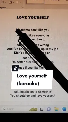 Love yourself By: Justine Beiber  #loveyourself #justinebeiber #duetthis #duet #karaoke #singalong #song #trending #foryoupage #fyp #fypシ #everyone #trendingsong 