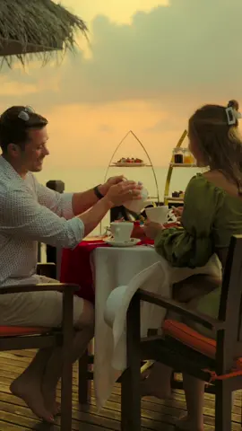 Where luxury meets nature's artistry - enjoy a whimsical sunset tea party at our stunning Aqua Suite's #sunsiyam #vilureef #maldives #teaparty #watervilla