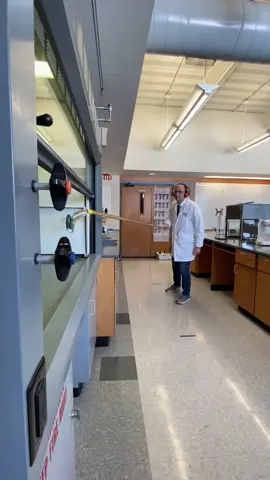 This demonstration is one that you should NEVER ATTEMPT. Its dangerous, not only to prepare, but also to interact with. This is because the compound involved is so touch sensitive that even a slight breeze can cause it to explosively decompose. There’s not much use for the compound due to its nature, but it is interesting to because the molecules of nitrogen triiodide are structurally identical to that of a very stable compound, ammonia. The difference is properties is due to the size of iodine atoms (in the sensitive compound) compared to hydrogen atoms (in ammonia). The formation of bonds between nitrogen and iodine are sterically strained, and that means it doesn’t take much energy to break the bond. Once this happens, the compound rapidly decomposes (at roughly the speed of sound through a solid) forming nitrogen and iodine gases. The purple vapor that you see is the cloud of iodine vapor produced as the nitrogen triiodide decomposed. #chemistry #chemteacherphil