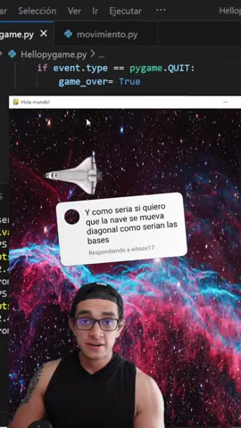 Te enseño a girar tus elementos de videojuegos python hechos con pygame diagonalmente. #python #pygame #programacion 