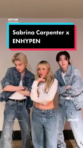and the @Sabrina Carpenter x @enhypen saga continues... it’s Sabrina doing the #BiteMe Challenge with #ENHYPEN_JAKE & #ENHYPEN_SUNGHOON 🔥 #ENHYPEN 