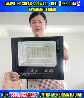 Tidak perlu membelanjakan 1 sen bil elektrik , Tiada pendawaian yang menyusahkan, tidak perlu penyelenggaraan biasa - Lampu led solar 300 watt - Cahaya berkuasa, Jangka hayat lampu sehingga 50000 jam , memenuhi semua keperluan pencahayaan luaran anda Rakan Tawaran istimewa : Beli 1 LED 300 watt, dapatkan 2 lampu led Jepun percuma + Penghantaran percuma, kuantiti terhad