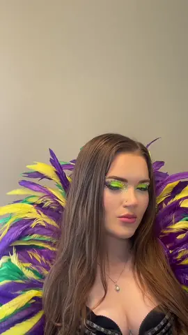 Ready for Mardi Gras night at senior week tomorrow! #transition #mardigrasmakeup #makeup #nyxcosmetics #rhinestonemakeup #trendingtransition #trendingsong #glitter #makeuptransition #transition 