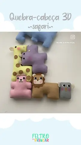 Quebra cabeça Safari 3D - Feltro pra Brincar 💚