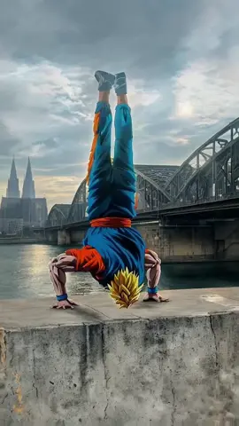 Calisthenics x Anime | Rate this Transformation 💯🔥🐉 Athlete: @CHRIS  #GORNATION #hspu #calisthenics #dbz #workout #anime #streetworkout #handstand #pushups #athlete