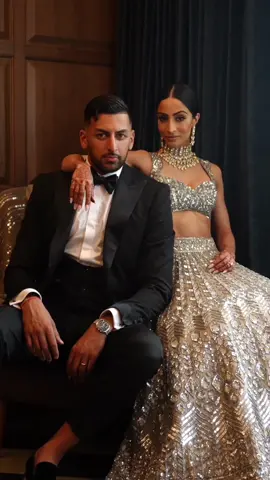 V & N 😍 #indianwedding #indianweddingbuzz #receptionlook #receptionpreshoot #weddingtiktok #weddingfashion #manishmalhotra #modellogroom #blacktux #silverlehenga #indianreception #newlyweds 