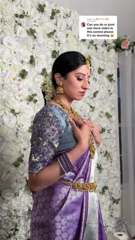 Replying to @🔥Warisha🔥 south indian bridal look 💜 telugu brides have a pellikuthuru ceremony which basically is an event for “becoming a bride” #saree #sareetraditionalwear #sareetransition #telugu #tamil #telugubride #southindianlook #southindianbrides #indianfashion #templejewellery    saree, saree inspiration, saree fashion, summer saree, lavender saree, pastel saree, south asian bridal, south indian, telugu bride, indian wear, traditional wear