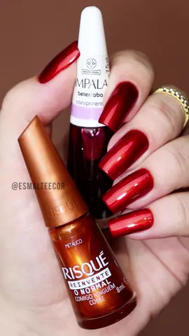 Misturinha vermelha com brilho metálico ❤️💅🏻 #unhas #esmalte #misturinha #risque #impala 