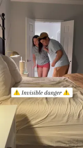He didn’t even know what was going on but he was already running! 😂 #couples #couplegoals #relationships #invisibledanger 