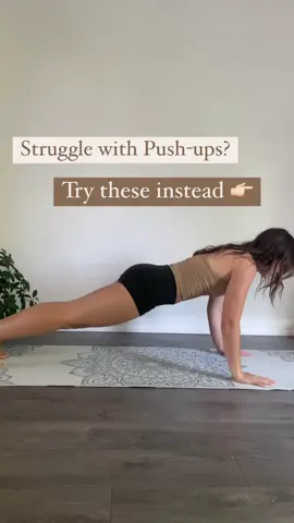 💪🏻STRUGGLE WITH PUSH-UP? Try these progressions!  Push-ups target multiple muscle groups like the chest, arms, shoulders, back and core.  Strengthening your back, shoulders, and abs through push-ups can be so beneficial for your posture.  This is great because having bad posture can lead to back pain, headaches, and difficulty breathing. It can also be associated with feeling tired and having l muscle fatigue, which can impact how well you perform during exercise and daily activities.  Find this helpful? Hit the 💾 button to SAVE for later or SHARE 💌 with a friend that you think needs this! Follow for more tips!  [pushups, at home workout, push-up progression, beginner workout, workout for women, beginner yoga, yoga strength, arm strength, strength challenge] #pushup #pushupforbeginners #beginnerworkout #workoutforwomen #beginneryoga