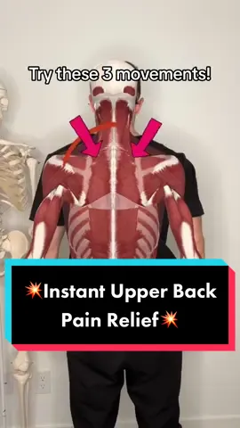💥3 Movements to help with upper back pain. Save this video and share with someone who needs it. #upperbackpainrelief #backpainrelief #shoulderpainrelief #paintips #healthtips #shouldermobility #neckhump #hunchback #postureexercise 