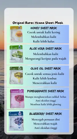 Kulit kamu cantik kalau pakai face mask dari Rorec Hcana Sheet Mask ini #facemask #facesheetmask #rekomendasi #masukberanda 