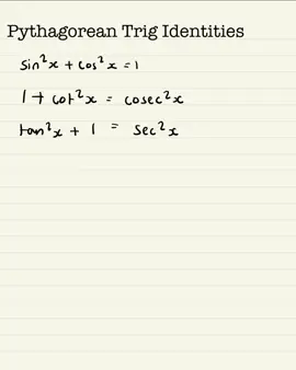 Pythagorean Trig Identities #maths  #alevel  #pythagorean  #fyp  #explanation  #trig  #trigonometry  #trigidentities
