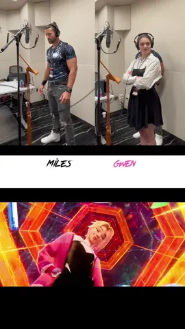 My friend & I got to “voice” Miles & Gwen for a scene the other day. Such a fun experience 🕷️ @jenningsbrower  @Spider-Verse @Sony Pictures 