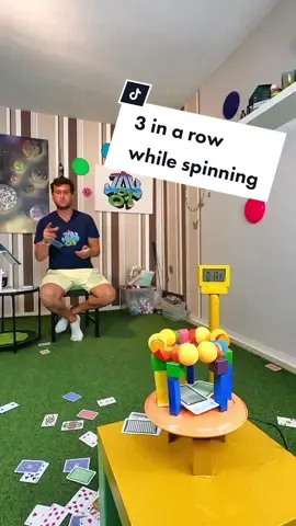 3 in a row 🃏🃏🃏 while spinning... #trickshot #entertainment #fy 
