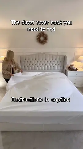 The duvet cover hack you need to try!  1. Lay your sheet (inside out) on the bed 2. Lay your duvet cover on top lining up the corners 3. Roll up all the way to the bottom of the bed 4. Pull one side of the sheet up and over the roll  5. Unroll the duvet and that’s it! So easy!  Let me know if you try it! 🥰 . . #duvetcoverhack #homehacks #CleanTok #cleantok101 #cleantoks #cosycleaningclub #tidyhome #cleanhome #mrshinchhome #mrshinchmademedoit #cleanhometips #speedclean #speedcleaning #satisfyingcleaning #satisfyingclean #cleaningproducts #cleaningtipsandhacks #cleaningcreator #cleaningcreatorsconnect #fyp #cleantokuk #cleaninghacks 