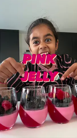 💕PINK JELLY💕 . We love jelly! We love eating it like this, it’s so delicious and super easy to make too! . You will need: Two packs of Jelly granules A measuring jug A muffin tray Four glasses  Hot water Yoghurt . Simply make up the first pack with half the amount of water required. This was you will end up with a firmer jelly. Pour equally into the four glasses and tilt them in the muffin tray as per the video so you get an angled look once set. Next make up the second pack with half the water again and add two tbs of yoghurt, whisk and fill the glasses. Set in the fridge, top with yummy fruit and serve! . #jelly #food #dessert #homemade #pudding #jam #Foodie #fruit #yummy #instafood #strawberry #fruitdesserts #dessertsforkids #kidsfood #easykidrecipes #easyrecipesforkids #kidsmeals #mumimhungryblog #fyp 