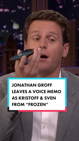 #JonathanGroff leaves a voice memo for Jimmy’s kids as Kristoff & Sven from #Frozen. #FallonFlashback #DisneyFrozen 