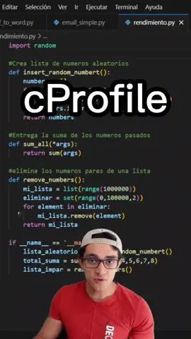 Creando profiles de tus scripts python con cProfile. #python #programacion #cprofile #aprendepython 