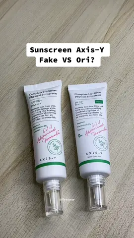 Sunscreen Axis-Y FAK3 VS ORI ⁉️‼️ Haritu dah terkena dgn dark spot serum dia. Sekali sunscreen pun terkena sekali 😭 so i nak share supaya korang tak terkena sekali! #axisysunscreen #axisysunscreenfakevsori #SkincareGuru #skincareeducation #tiktokshophappybigday #axisymalaysia 