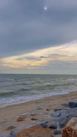 🌊🩵   #บางแสนชลบุรี #หาดวอนนภา #ฟังเสียงคลื่นซัดฝั่งในยามเย็น #เที่ยวคนเดียว 
