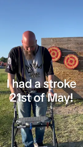 I am a world champion axe and knife thrower but this week I don’t do a hard trickshot. Just a bullseye for you all! The reason is that I just had a stroke on the 21st of May. I was lucky and a week later I still couldn’t walk somehow I managed to find my muscles fast and are walking again!! No high pace in my life right now because I still get brain tired. I am still numb in my left side and my left leg is still weak. Time is important if you get symptoms of a stroke, get help ASAP!! This video was hard due to the weight shift to the weak left leg. I still worked up a sweat just by standing, throw, sit down and rest. I need to chill for a few of weeks then more tricky videos will be made again at the same time as physical therapy for me. This was made a week ago!! Tonight, in 6 hours, I will post another a new video slow but with action!! Cleaver+explosion+fire! I am broken but also I am OK!! I get stronger every day!! Thanks for all support!! ❤️ #worldchampion #knifethrower #strokesurvivor #stroke #strokeawareness #nevergiveup #professional #axethrower #superpower #nerd #sweden #vikings #spreadthelove #keepswimming #keepfighting #struggleisreal #goviral #viral #walkagain #knife #walker #soulthrower #pehart #arboga 