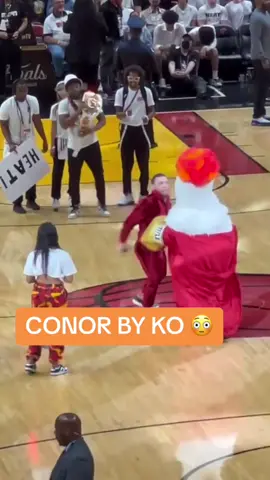 #ConorMcGregor didn’t need to do the #MiamiHeat mascot like that 😅 #UFC #mma #NBA #nbafinals #knockout #mascot 
