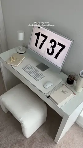 my new desk setup makes me so happy #vanitychair #deskchair #desksetup #desktour #aestheticdesksetup #aesthetic #asmr #unboxingasmr #unboxing #beigeaesthetic #sadbeige #target #targetfinds 