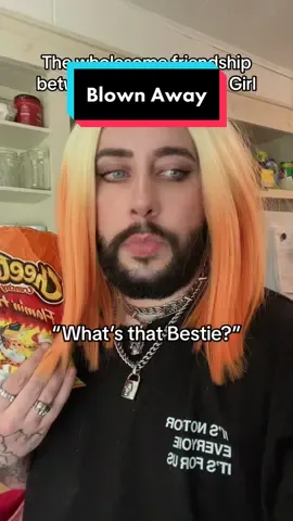 Hot Cheetos Girl is blown away. Art by me for a commission. #hotcheetosgirl #asd #friendship #wholesome #allmyexs 