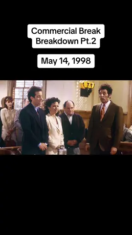 From a found VHS tape, commercials that aired during the final epsiode of Seinfeld on May 14, 1998. #vhs #vhstapes #television #broadcast #commercials #commercialbreak #breakdown #90s #1990s #wendys #cadillac #madaboutyou #frasier #mastercard #aperfectmurder #cellularone #tacobell #godzilla #advil 