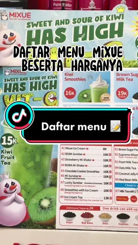Sini intip menu yang ada di mixue 88 muaraberes😍 Kalo menu favorite kalian yang mana nih ? Coba jawab yu komentar 🥰  #fyp #mixueindonesia #mixueicecream #mixuemenjajah #fypシ #xzyabc #hargamurahkualitasmewah #mixueicecreamandtea #mixuebogor 