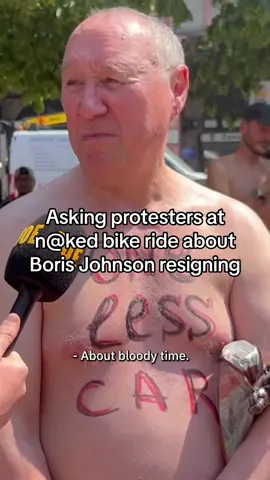 We went to the world n@ked bike ride to find out what people thought of Boris Johnson resigning #ukpolitics #borisjohnson #news #fyp #fypシ 