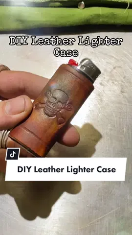Quick lighter case from leftover scrap leather. #DIY #diyproject #leather #leathercraft #leatherwork #lightercase #lightercases #lighter #diyprojects #lacing #leatherstamping #leatherdyeing #skull #jollyroger 