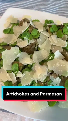 Fava beans, artichokes, and Parmesan #salad #veggies #vegetarian #parmesan #italian #italianfood #artichoke #favabeans #FoodTok #cheftok #veggiesmadegreat #yummy #delicious #cookingathometiktoktv 
