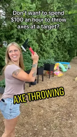 My uncle built his own Ace throwing target! How cool is that! #noob #bullseye #husbandandwife #dateidea #couple #fyp #axethrowing 