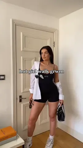 grwm for a hot girl walk 🖤 full fit is @MissyEmpire #sportyoutfit #playsuit #romper #grwm #hotgirlwalk #dailywalk