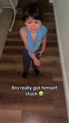 He didnt let us put on his shirt and be said “I got it” and we turn around and see this 😂😂😂 #foryou #fyp #baby #brother 