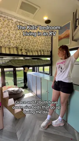 Tour our kids’ bedroom in our RV for full time living @Heartland RV Cyclone 4014c #nomadfamily #rvliving #travelfamily 