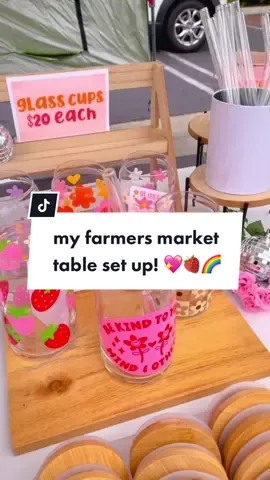 Oh how I love setting up my little table for a farmers market 🥹💖🌈🫶 Im trying to do a market every weekend this summer so if you’re in the OC area, come stop by & say hi in person!! 🥰 #peachcreamprints #farmersmarket #makersmarket #shopsmall #tablesetup 