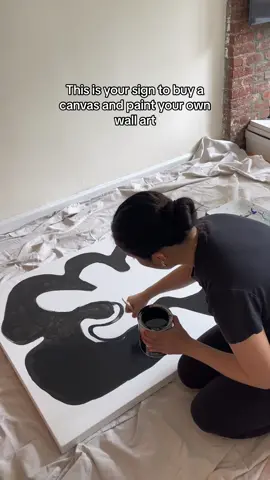 Definitely not an artist here haha but love the way this turned out! Let this be your sign to buy a canvas and paint it yourself 🖤 #homedecor #paintingprocess #paintingideas #apartmentart #wallart #wallartpainting 
