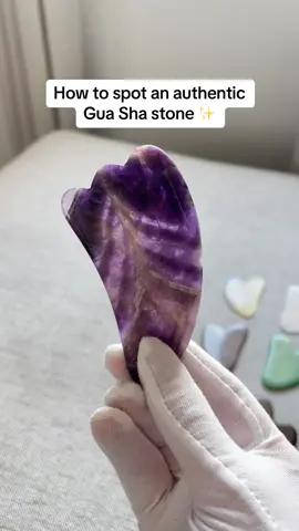 Do you know how to spot an authentic Gua Sha stone? ✨ #guasha #authentic #amethyst 