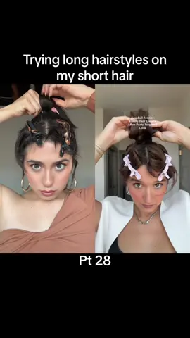 #duet with @Betsy Moulthrop messy high bun 🎀 #shorthairstyles #shorthair #messybun #hairtok 