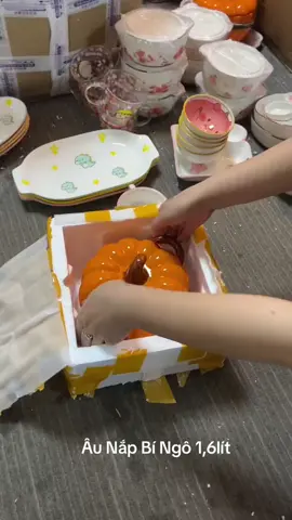 Âu nắp bí ngô 1,6lít #homedecor #bingo #trangmizu #batdia #dethuong 