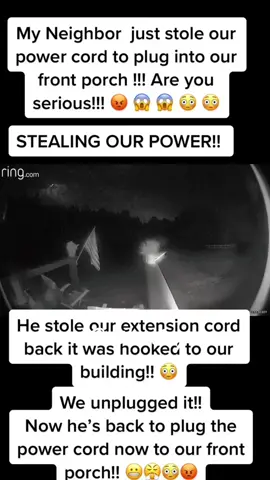 #onthisday #sneaky #nopower #hookup #theifinthenight #power #takin #caughtoncamera how to get in trouble stealing someone’s power with an extension cord. Caught on camera #fyf #fyp 