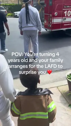 I cant believe my baby boy turned 4 years old. Hes been  obsessed with fire trucks. It was so nice of the LAFD to come and sing him happy birthday and give him a tour of the fire truck.  #toddlerboybirthdayidea #4yearslold #toddlerboy #boymom #blackmomsoftiktok #birthdayideas #firefighter #firetruckbirthday 