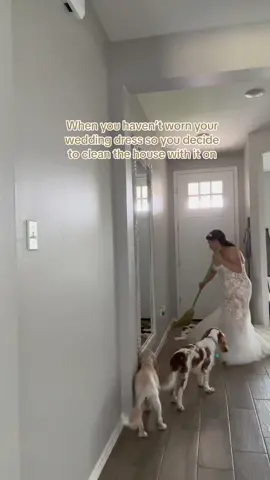 Wish I could wear my wedding dress all the time #weddingdress #enzoani #enzoanibridal #enzoanibride #enzoaniweddingdress #cleaning #cleanhome #dog #dogsoftiktok 