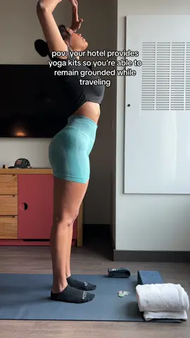 Yoga kits come in handy!!! Travel tip: stay at hotels that prioritize wellness 🫶🏽⭐️✨💫#yogi #yoga #traveling #solotravel #austin #originhotel #atx #hotels #vacation 